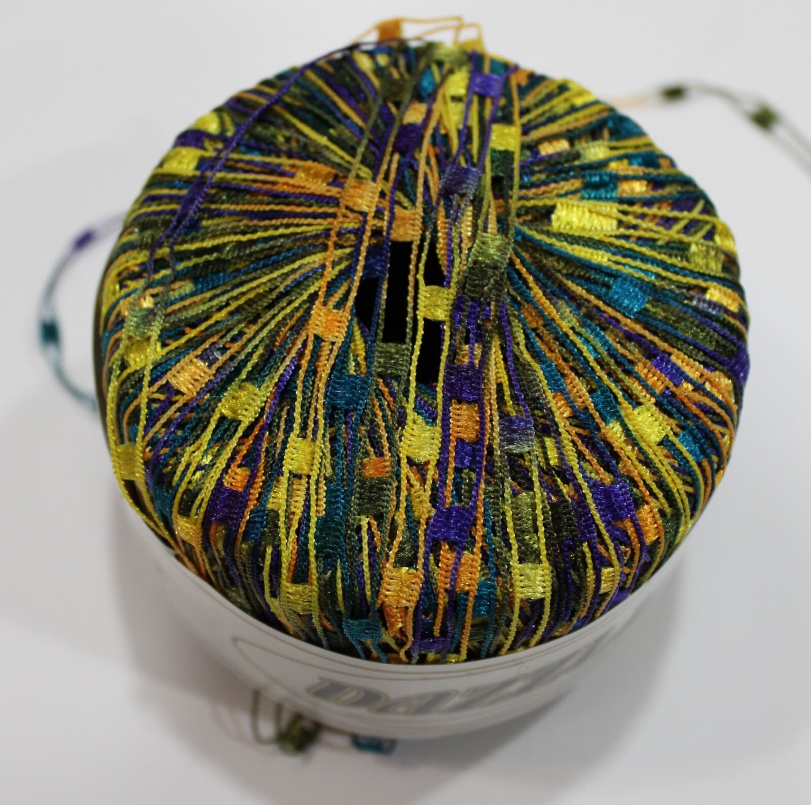 Yarn KFI Dazzle 100% Nylon 25gr, 82yd, green yellow mix - Thumbnail 3