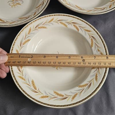 Homer Laughlin Eggshell Georgian Wheat Harvest Soup Pasta Bowls 8.25” Set of 3 - Thumbnail 5