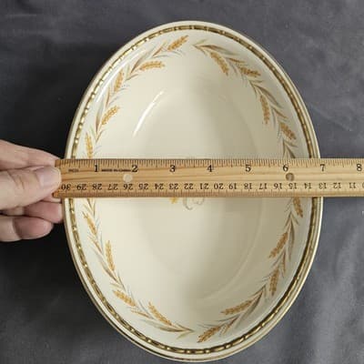 Homer Laughlin Eggshell Georgian Wheat Harvest Serving Bowl 9.5" x 7" - Thumbnail 9