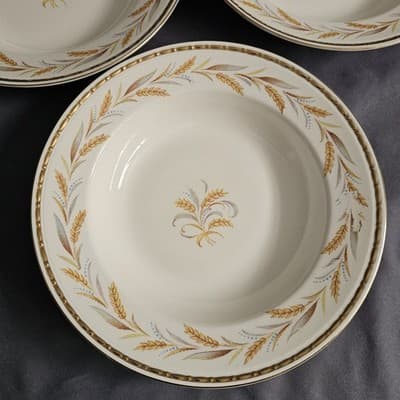Homer Laughlin Eggshell Georgian Wheat Harvest Soup Pasta Bowls 8.25” Set of 3 - Thumbnail 4