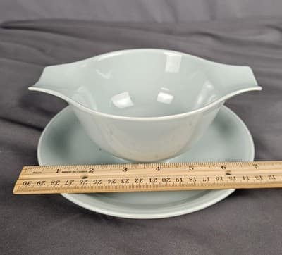 Vintage Homer Laughlin Jubilee Celadon Green Gravy /Sauce Boat w/Under Tray HLC - Thumbnail 8