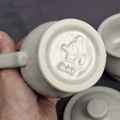 Vintage Pfaltzgraf Yorktowne Stoneware Cream and Sugar Set With Lid Blue Floral - Thumbnail 10