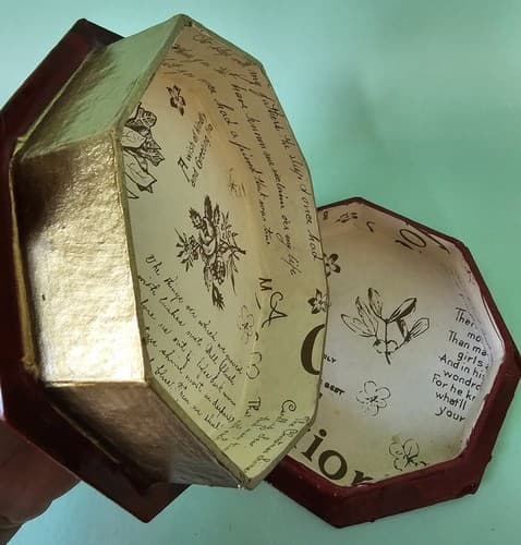 Vintage Decorative Christmas Box Octagon Santa - Thumbnail 8
