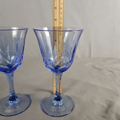 Set/2 Blue Water Goblets Avon American Blue Classics Elegant France Vintage EUC - Thumbnail 4