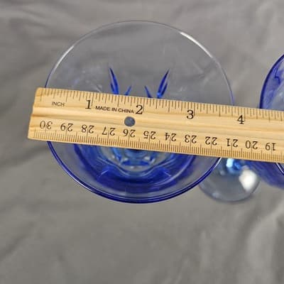 Set/2 Blue Water Goblets Avon American Blue Classics Elegant France Vintage EUC - Thumbnail 5