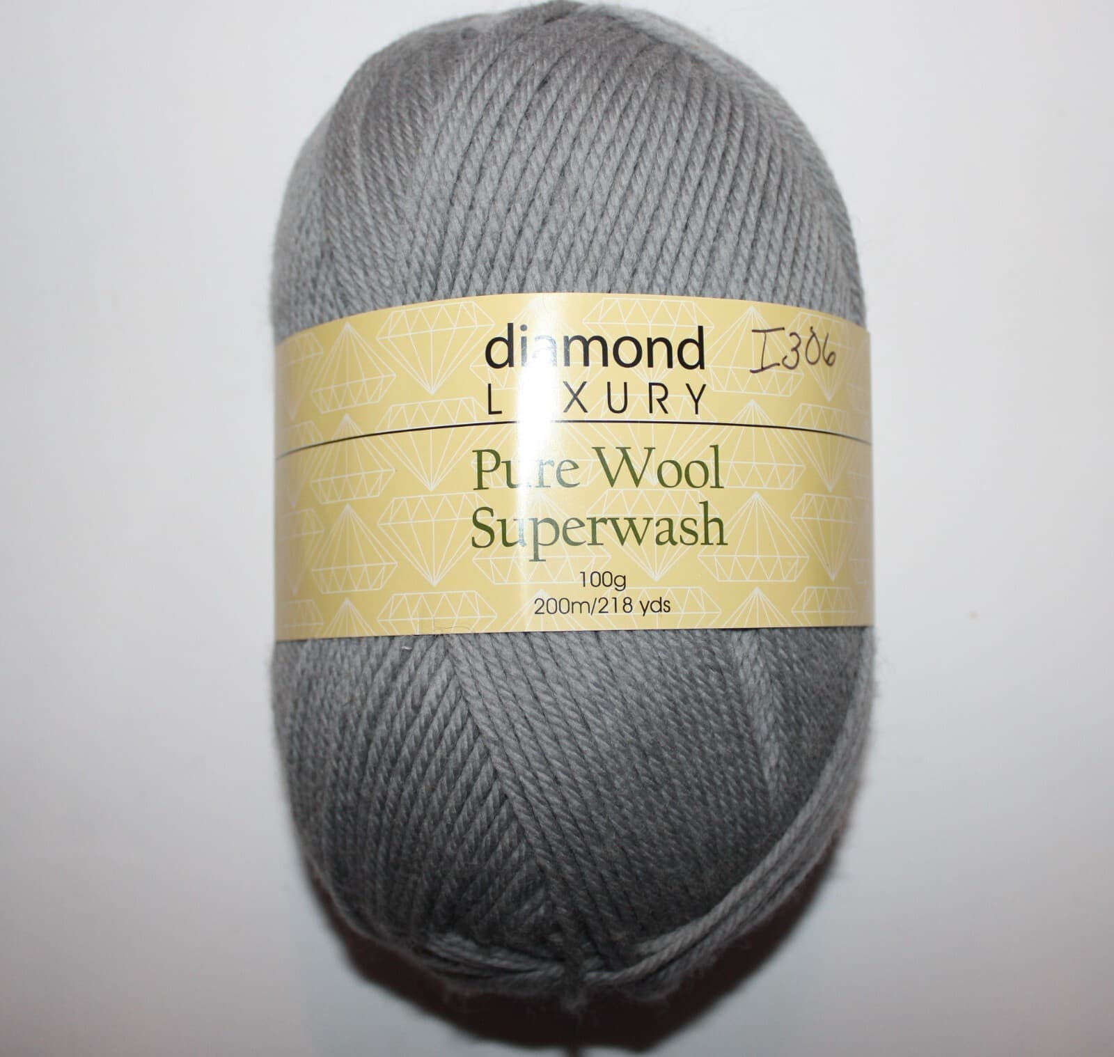 4 Diamond Luxury Pure Wool Superwash Yarn, 100% Wool, Col 914 Gray 100gr 218yd - Thumbnail 2