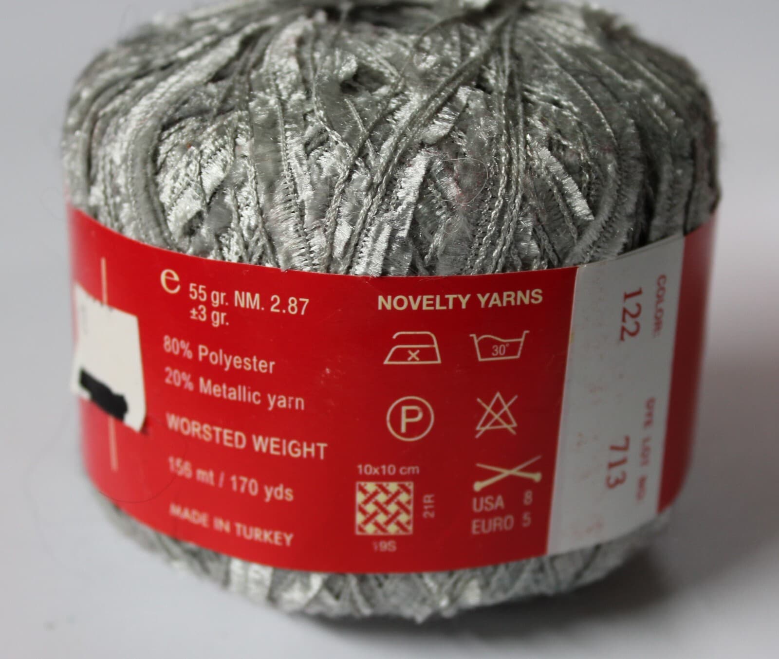 Feza Tokyo Metalic, Yarn 80% Polyester 20% Meta 50gr. 122 Gray - Thumbnail 3
