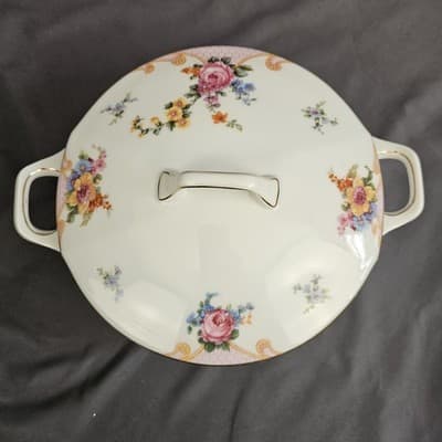 EPIAG Czechoslovakia Bridal Rose (White) 1930s Covered Serving Bowl Veg. Soup - Thumbnail 4
