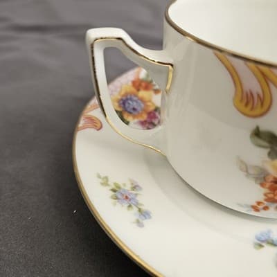 EPIAG Czechoslovakia Bridal Rose (White) 1930s Flat-Bottom Cup & Saucer 5522 - Thumbnail 6
