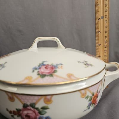 EPIAG Czechoslovakia Bridal Rose (White) 1930s Covered Serving Bowl Veg. Soup - Thumbnail 11