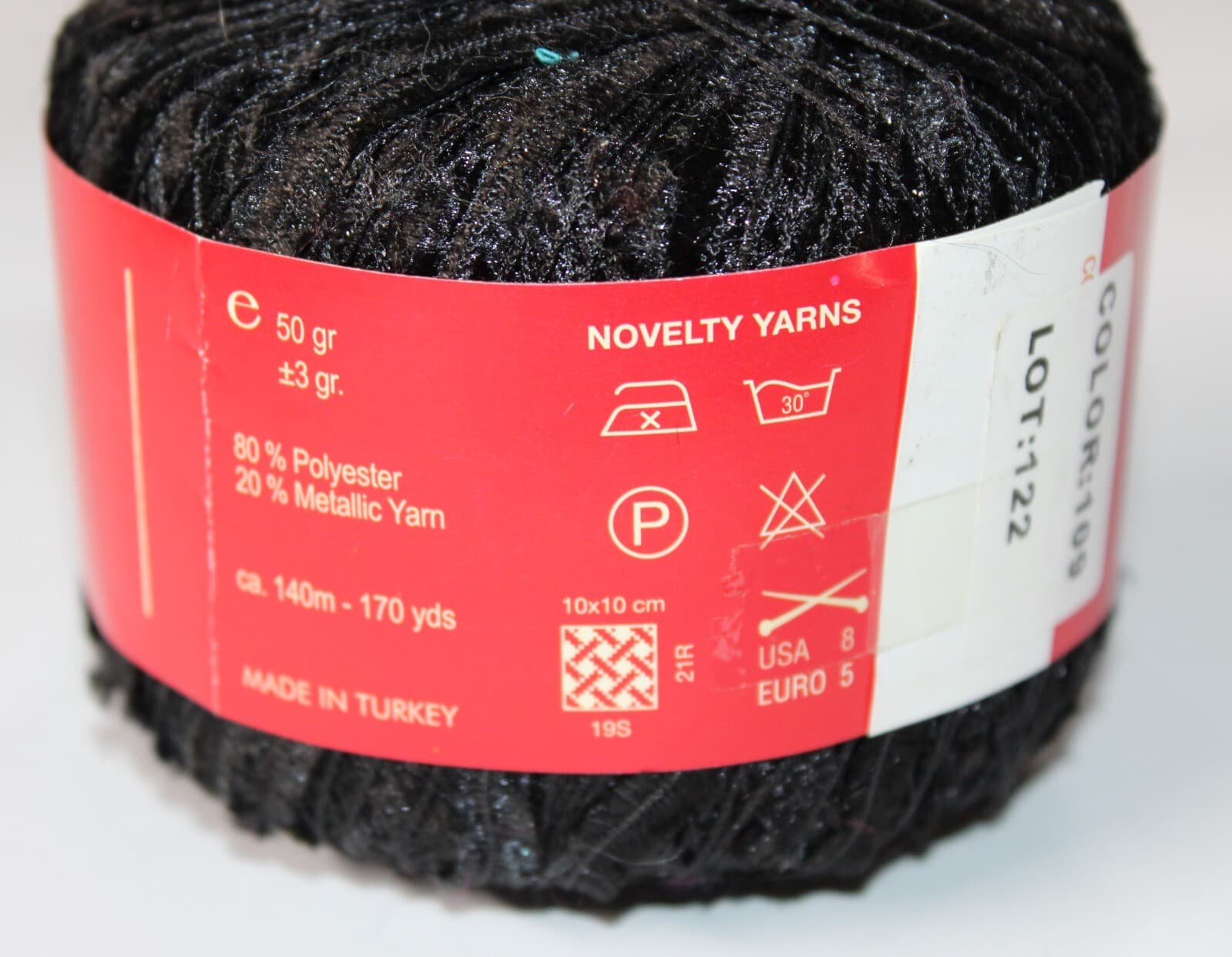 Yarn Tokyo Feza Metalic, 80% Polyester 20% Meta 50gr. Color 109 Black - Thumbnail 2
