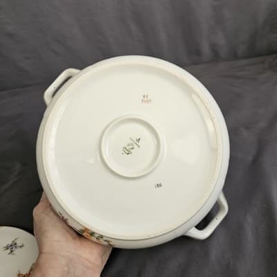 EPIAG Czechoslovakia Bridal Rose (White) 1930s Covered Serving Bowl Veg. Soup - Thumbnail 7