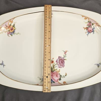 EPIAG Czechoslovakia Bridal Rose (White) 1930s Large Platter 17" x 12" - Thumbnail 2