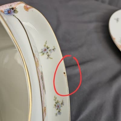 EPIAG Czechoslovakia Bridal Rose (White) 1930s Gravy Boat with Attached Plate - Thumbnail 9