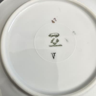 EPIAG Czechoslovakia Bridal Rose (White) 1930s Flat-Bottom Cup & Saucer 5522 - Thumbnail 8