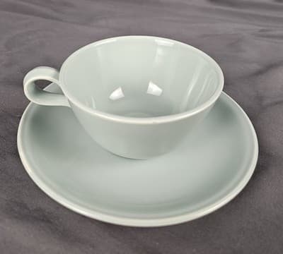 Vintage Homer Laughlin Jubilee Celadon Green Teacup And Saucer Set HLC USA - Thumbnail 2