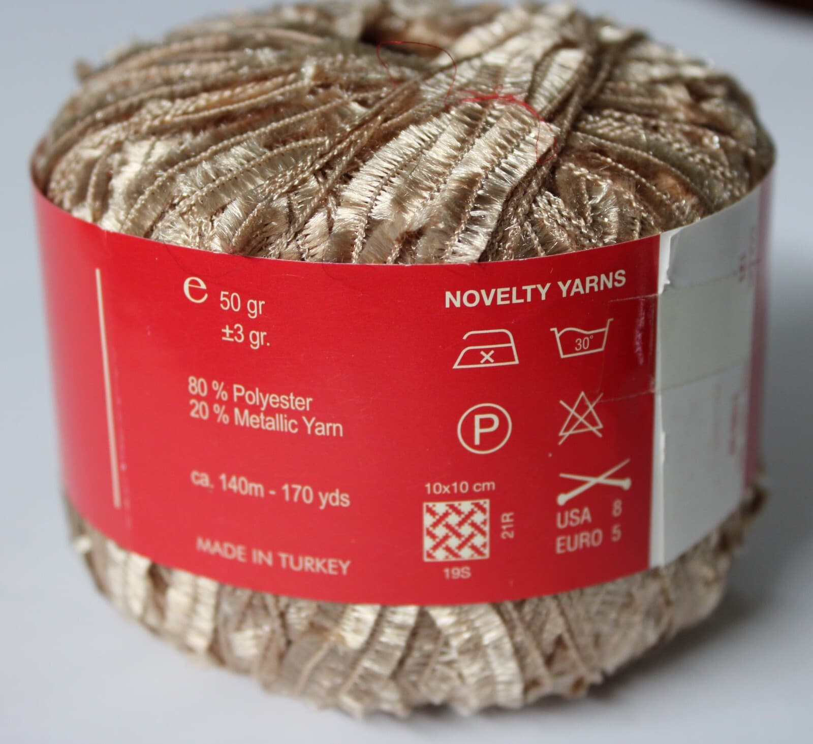 Yarn Feza ToKyo Metalic, 80% Polyester 20% Meta 50gr. 170yd Color 121 Tan - Thumbnail 2