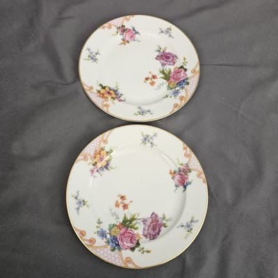 EPIAG Czechoslovakia Bridal Rose (White) 1930s Bread Dessert Plates 6.25" Set/2 - Thumbnail 5