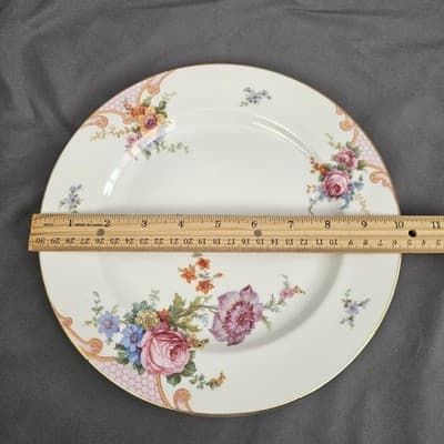 EPIAG Czechoslovakia Bridal Rose (White) 1930s Dinner Plate 10" - Thumbnail 2