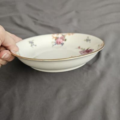 EPIAG Czechoslovakia Bridal Rose (White) 1930s Soup Salad Bowls 7.5" set of 2 - Thumbnail 3
