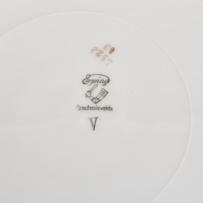 EPIAG Czechoslovakia Bridal Rose (White) 1930s Dinner Plate 10" - Thumbnail 4