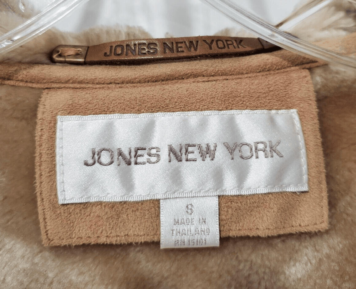 Jones New York Beige Faux Sheepskin Fur Lining Coat/Jacket Hooded Womens Size S - Thumbnail 4