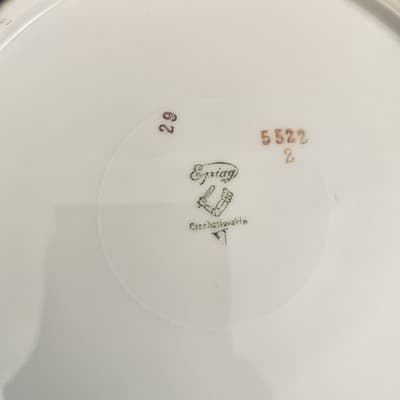 EPIAG Czechoslovakia Bridal Rose (White) 1930s Soup Salad Bowls 7.5" set of 2 - Thumbnail 7