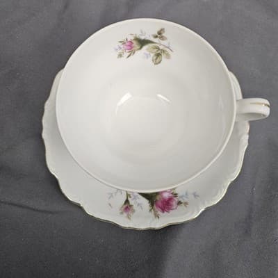 Royal Rose Fine China Luncheon Cup & Saucer Japan Roses Coffee Tea - Thumbnail 2