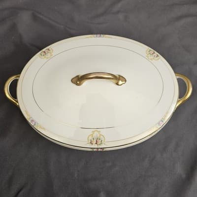 Noritake The Vitry Covered Vegetable Bowl & Lid Hand Painted Floral Gold Trim - Thumbnail 4