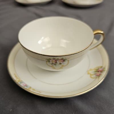 Noritake The Vitry Cup & Saucer Nippon Hand Painted Floral Gold Trim Coffee Tea - Thumbnail 2