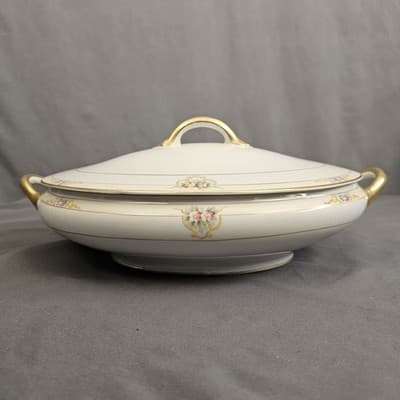 Noritake The Vitry Covered Vegetable Bowl & Lid Hand Painted Floral Gold Trim - Thumbnail 2