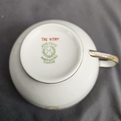 Noritake The Vitry Cup & Saucer Nippon Hand Painted Floral Gold Trim Coffee Tea - Thumbnail 7