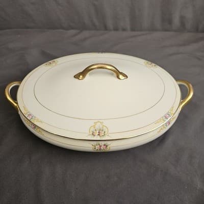 Noritake The Vitry Covered Vegetable Bowl & Lid Hand Painted Floral Gold Trim - Thumbnail 3