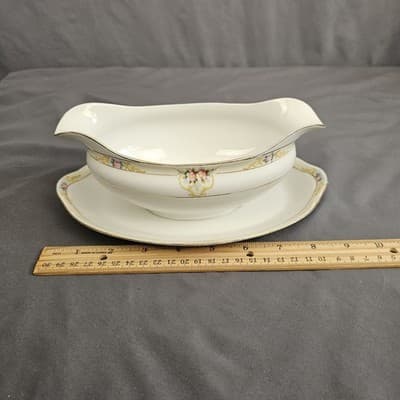 Noritake The Vitry Gravy Boat Nippon Hand Painted Floral Gold Trim - Thumbnail 7