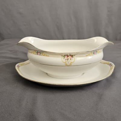 Noritake The Vitry Gravy Boat Nippon Hand Painted Floral Gold Trim - Thumbnail 4