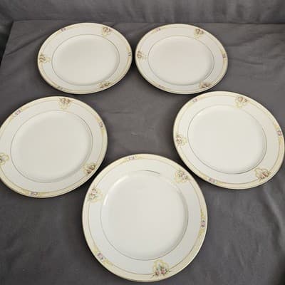 Noritake The Vitry Dessert Plate 7.5" Nippon Hand Painted Floral GoldTrim Set /5 - Thumbnail 5