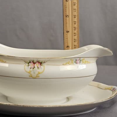 Noritake The Vitry Gravy Boat Nippon Hand Painted Floral Gold Trim - Thumbnail 8