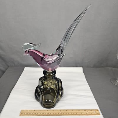 VTG Murano Glass GIROLAMO LUXARDO Cherry Wine Pheasant Topped Decanter, Italy - Thumbnail 11