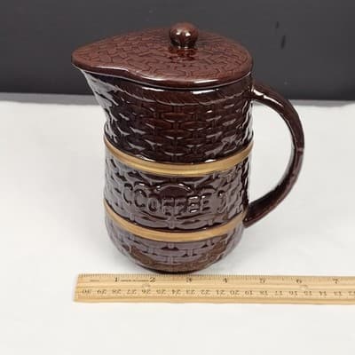 Betson Brown Glazed Stoneware Coffee Pitcher w Lid - Thumbnail 13