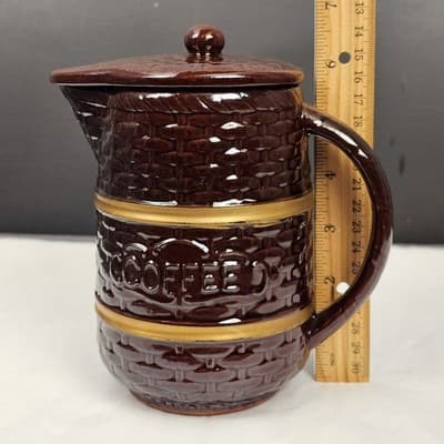 Betson Brown Glazed Stoneware Coffee Pitcher w Lid - Thumbnail 14