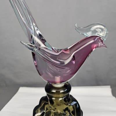 VTG Murano Glass GIROLAMO LUXARDO Cherry Wine Pheasant Topped Decanter, Italy - Thumbnail 17