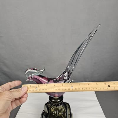 VTG Murano Glass GIROLAMO LUXARDO Cherry Wine Pheasant Topped Decanter, Italy - Thumbnail 12