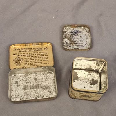 Vintage 2 Small Plug Smoking Tobacco Metal Tins Edgeworth & John Middleton - Thumbnail 8