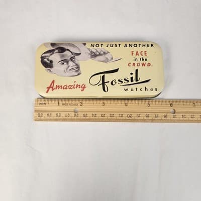 Fossil Watch tin box case 1991 Vintage Empty - Box only - Thumbnail 5
