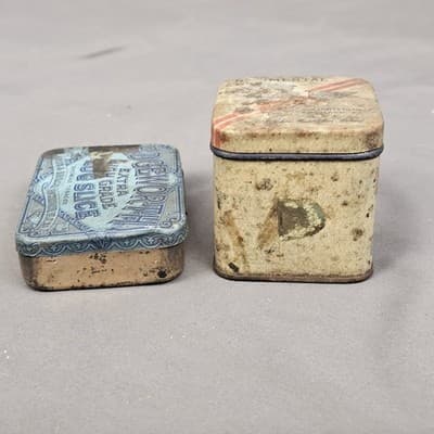Vintage 2 Small Plug Smoking Tobacco Metal Tins Edgeworth & John Middleton - Thumbnail 5