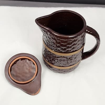 Betson Brown Glazed Stoneware Coffee Pitcher w Lid - Thumbnail 4