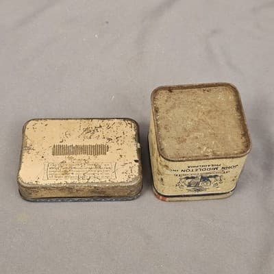 Vintage 2 Small Plug Smoking Tobacco Metal Tins Edgeworth & John Middleton - Thumbnail 6
