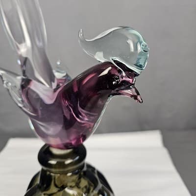 VTG Murano Glass GIROLAMO LUXARDO Cherry Wine Pheasant Topped Decanter, Italy - Thumbnail 19