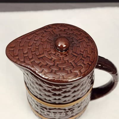 Betson Brown Glazed Stoneware Coffee Pitcher w Lid - Thumbnail 3
