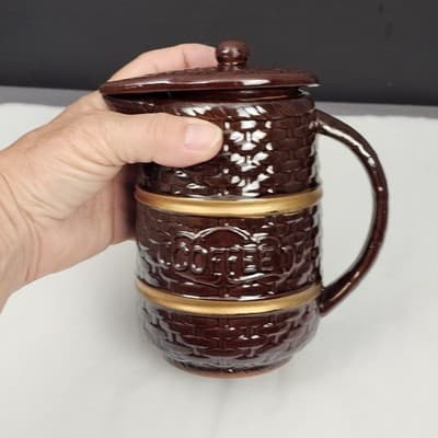 Betson Brown Glazed Stoneware Coffee Pitcher w Lid - Thumbnail 15